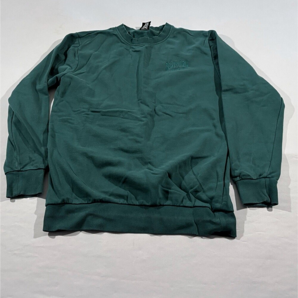 Death Row Records Men Crew Neck Pullover Embroidered Green Sweatshirt Sz L